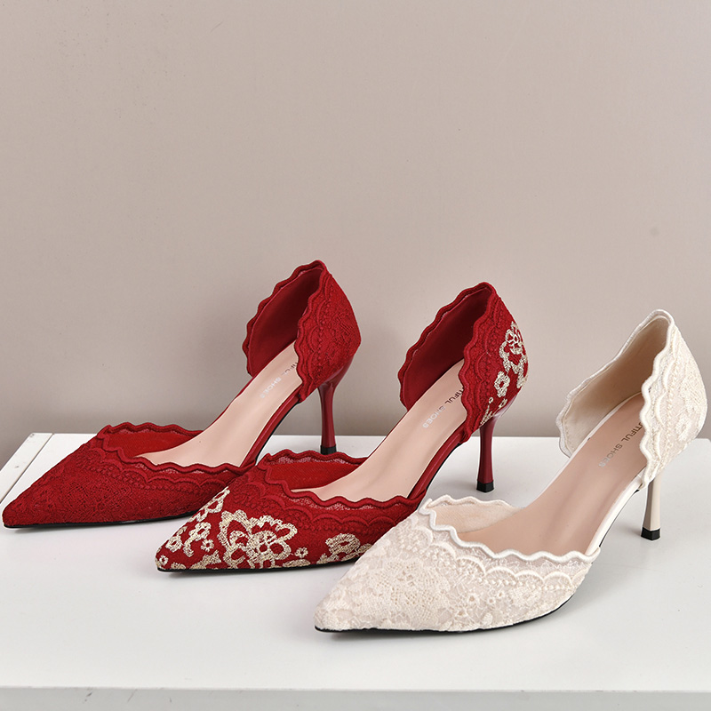 Embroidery Wedding - Sepatu Pengantin Wanita Hak Tinggi Bordir