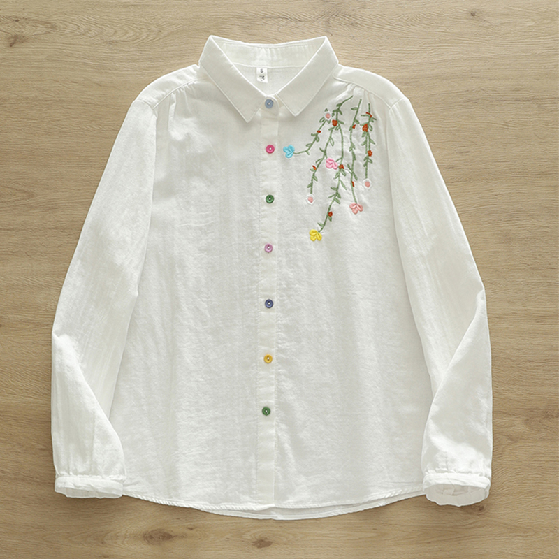 Embroidery Artist - Pakaian Wanita Blusa Lengan Panjang Katun