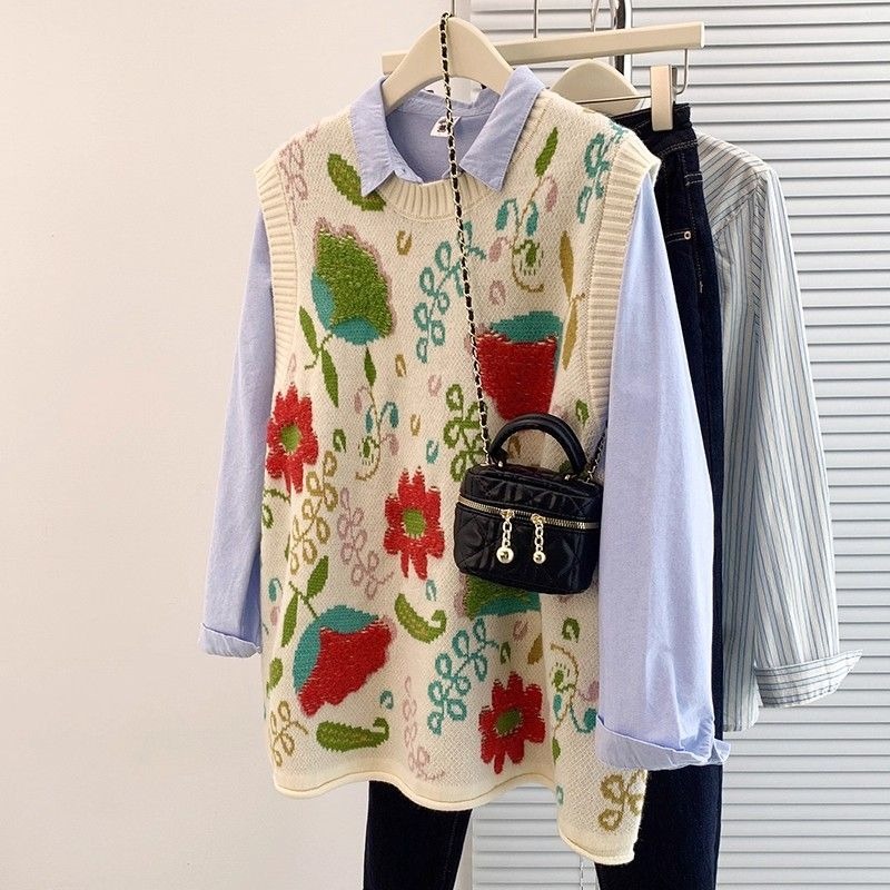 Embroidery Artist - Atasan Wanita Musim Gugur Artistik Muda