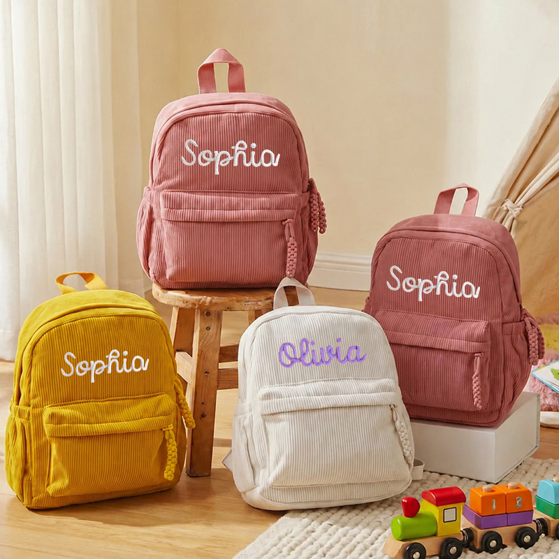 Embroidery Name - Tas Ransel Korduroi Anak Balita yang
