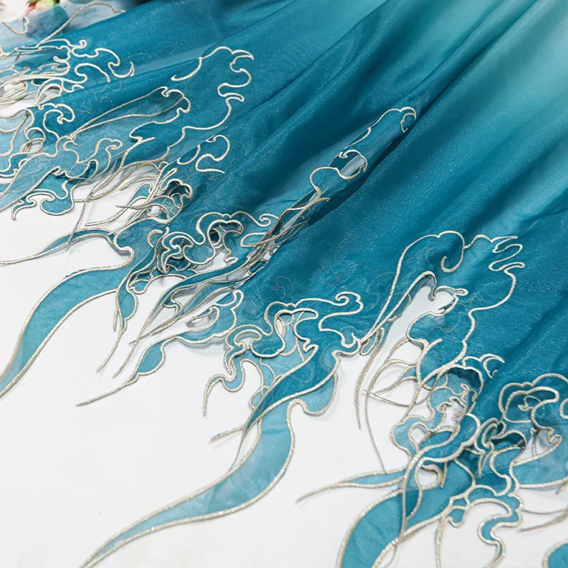 Embroidery Wedding - Kain Gradasi Daun Teratai Bordir Gaya