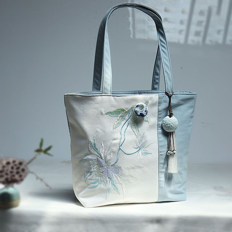 Embroidery Artist - Tas Tangan Bahu Tunggal Kanvas Kapasitas