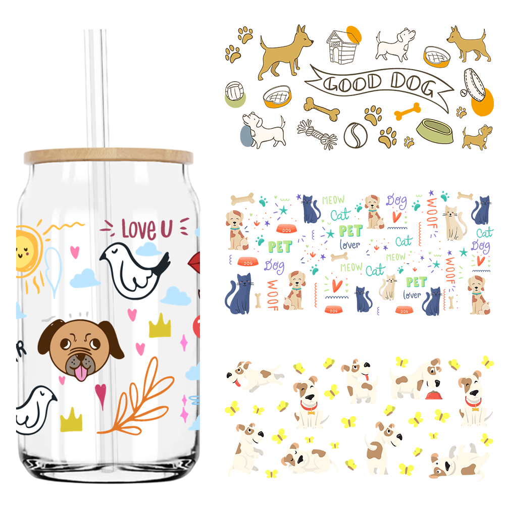 Embroidery H&M - Stiker UV DTF Motif Anjing Lucu