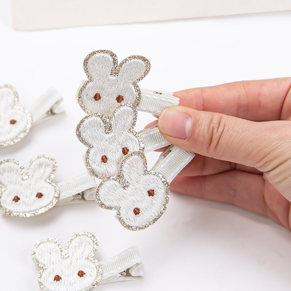 Embroidery Rabbit - 50 Buah/Lot Jepit Rambut Busur Kelinci