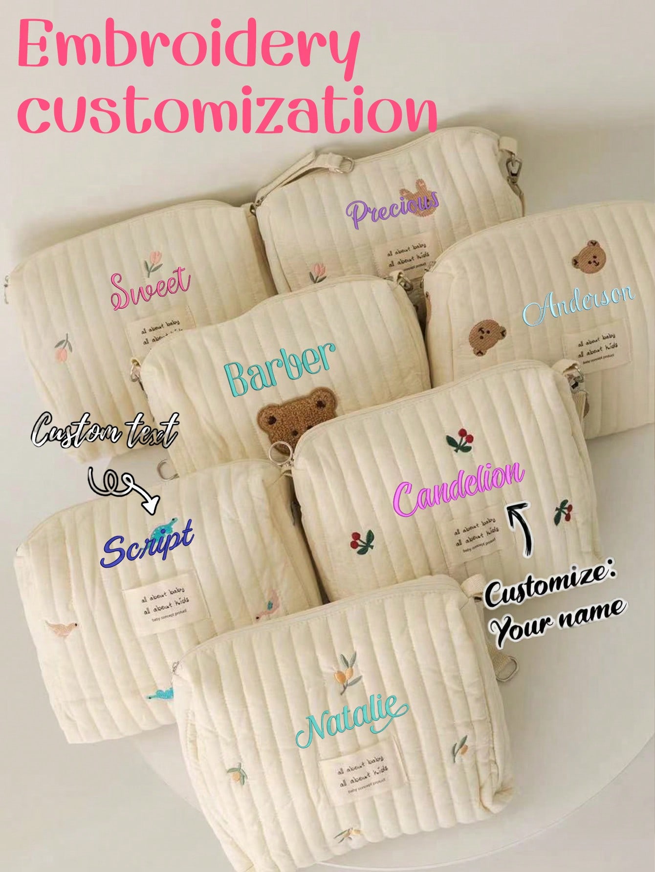 Embroidery Name - Tas Popok Bayi Bordir Nama Kustom