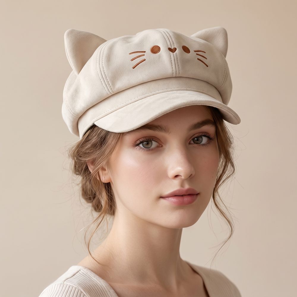 Baret Bordir Telinga Kucing Lu - Embroidery Artist ulasan dan harga