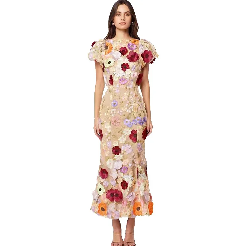 Gaun Panjang Lutut Ritsleting  - Embroidery Zara ulasan dan harga