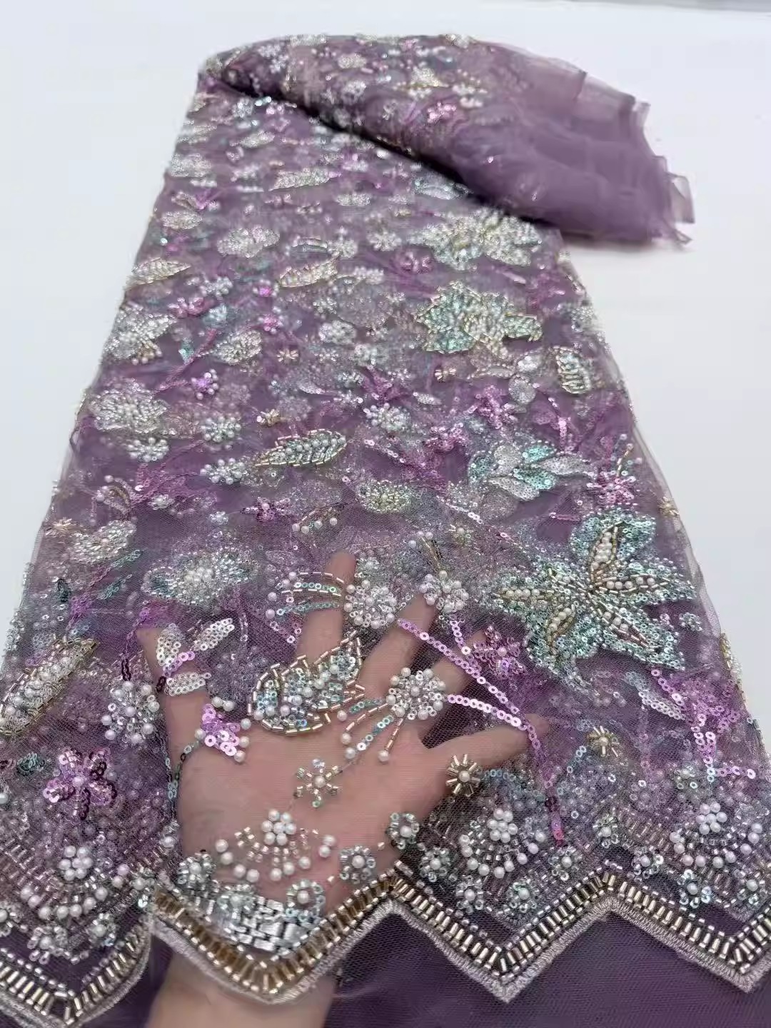 Kain bordir tabung manik-manik - Embroidery Wedding ulasan dan harga