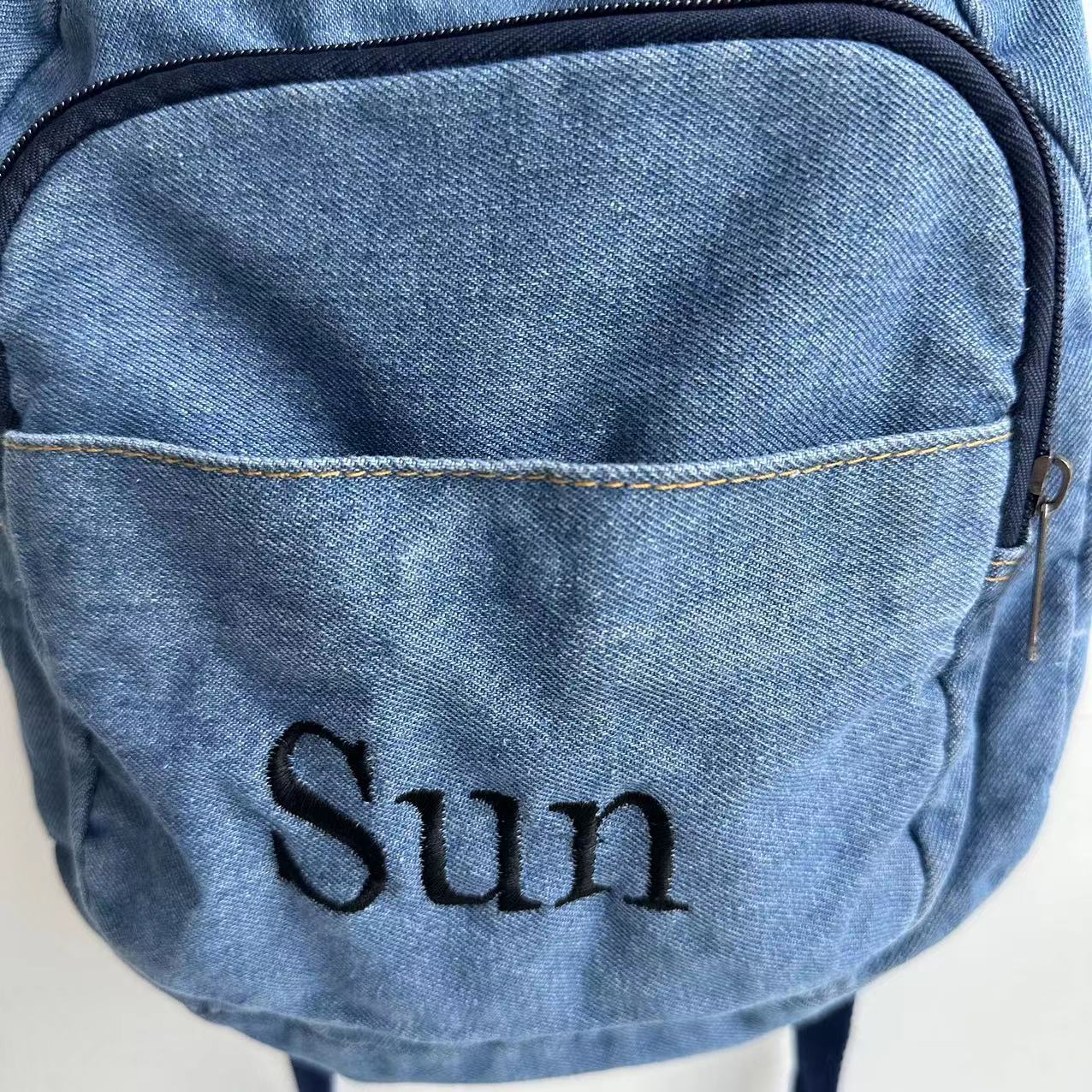 Tas ransel Denim murid perempu - Embroidery Name ulasan dan harga