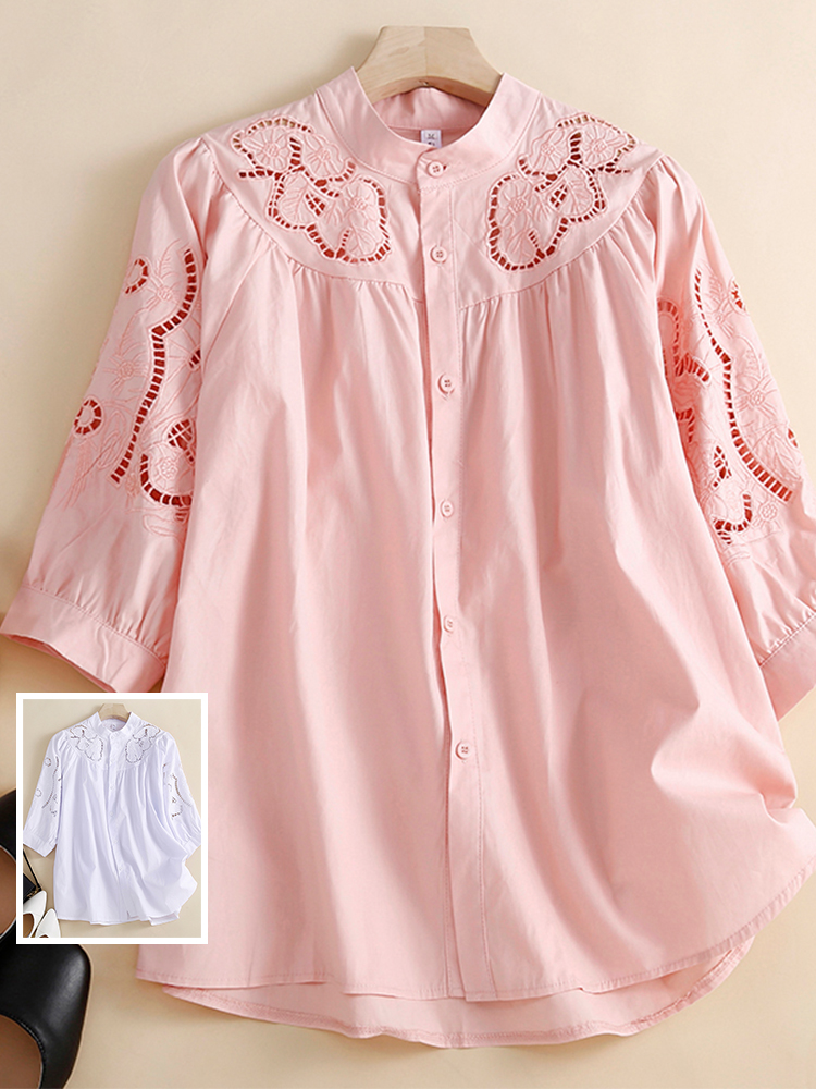 Kemeja Kasual Bordir Berongga  - Embroidery Artist ulasan dan harga