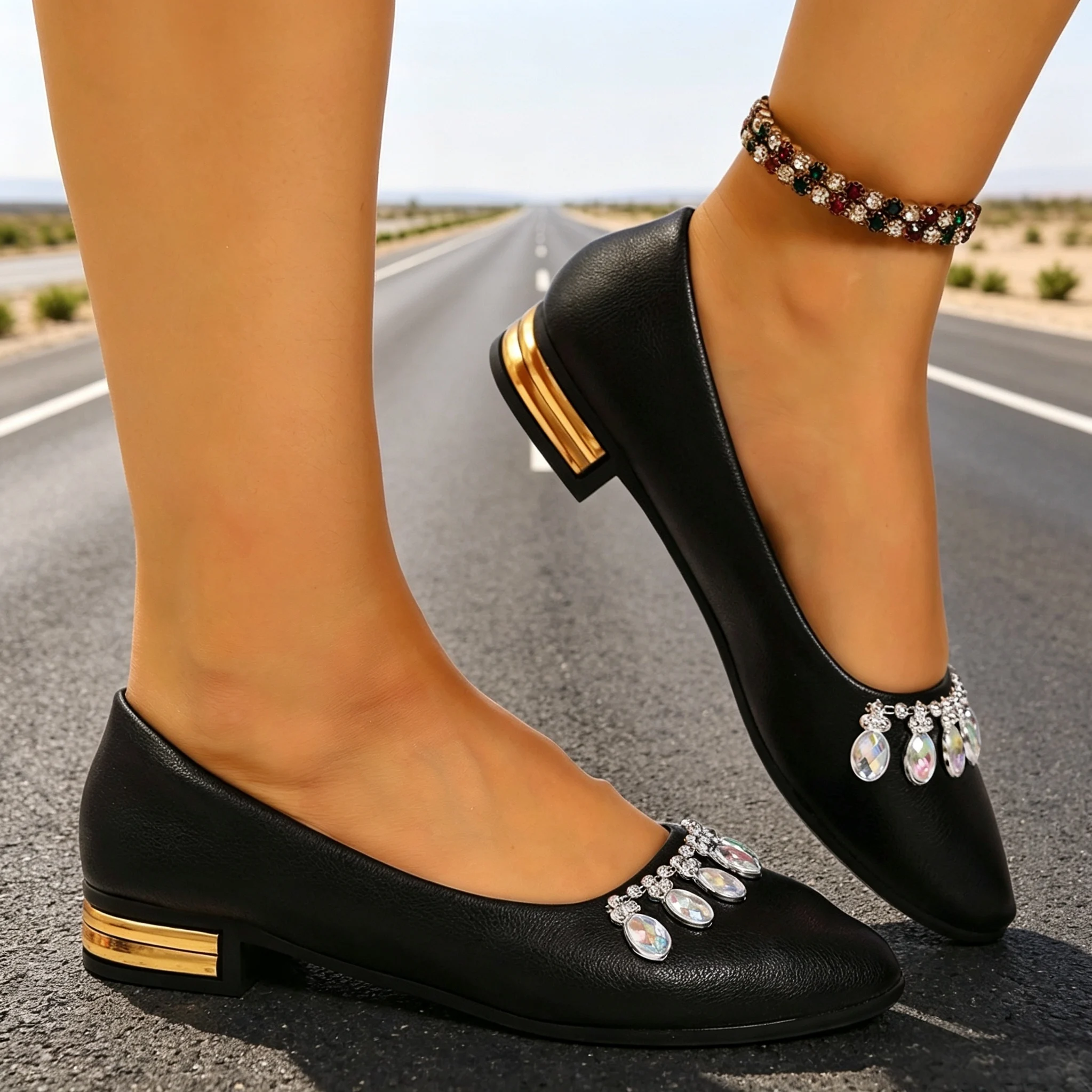Sepatu Balet Wanita Model Poin - Embroidery Flat Shoes ulasan dan harga