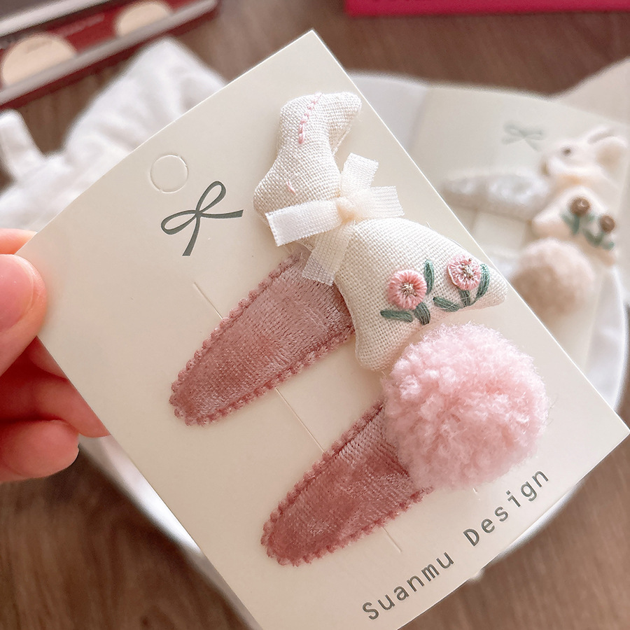 Jepit Rambut Samping Klip BB B - Embroidery Rabbit ulasan dan harga