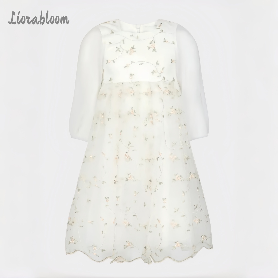 Gaun Gadis Bunga Kustom dengan - Embroidery Wedding ulasan dan harga