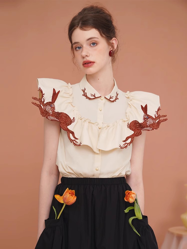 Kemeja bordir kelinci untuk wa - Embroidery Rabbit ulasan dan harga