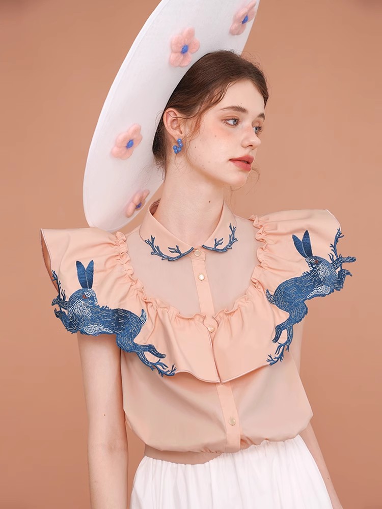 Kemeja bordir kelinci untuk wa - Embroidery Rabbit ulasan dan harga